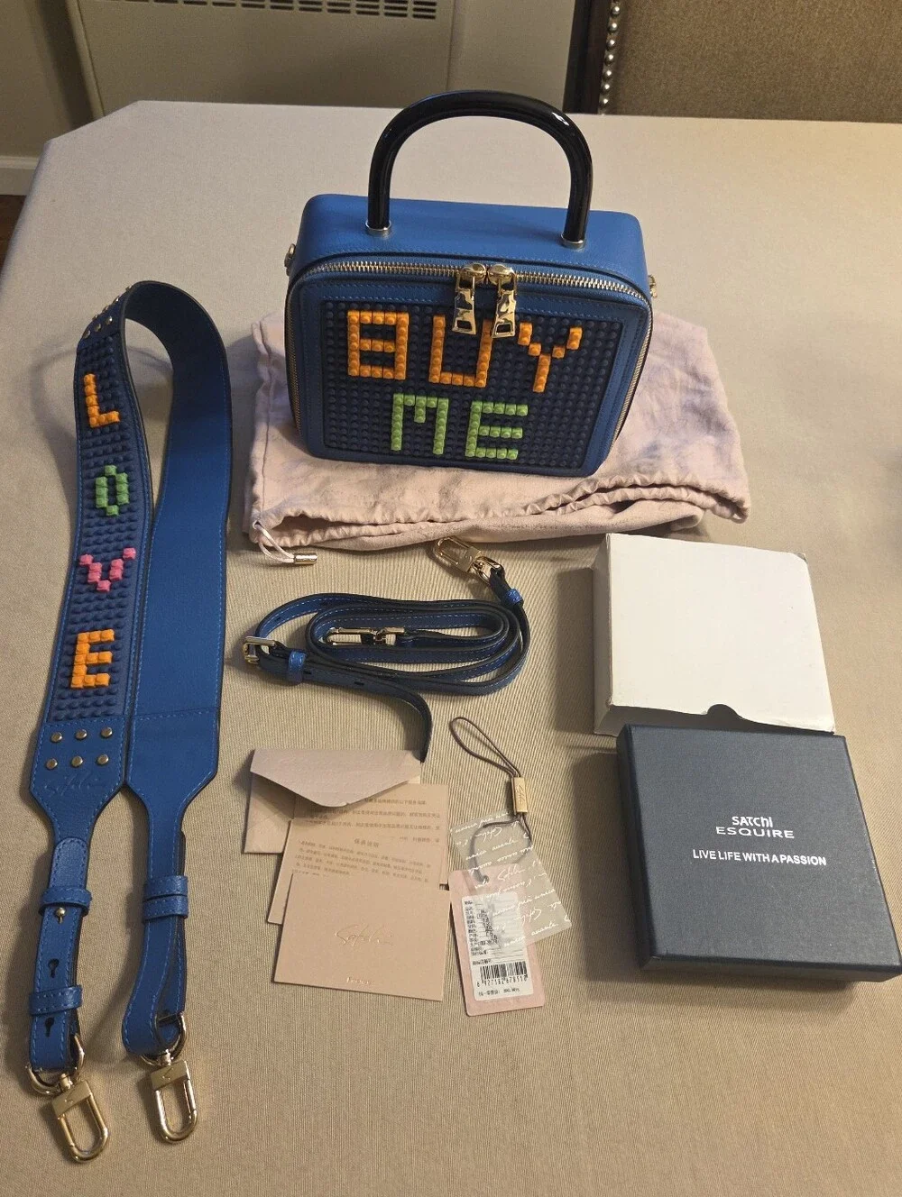Satchi Miguel x ALULU Italian Leather Pixel Series Crossbody Bag UNIQUE rare